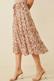 Womens Floral Printed Midi Skirt