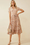 Womens Floral Printed Midi Skirt