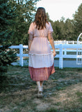 Womens Peach Bubble Sleeve Lurax Tiered Midi Dress