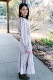 Womens Mocha/Lavender Long Sleeve Maxi Dress
